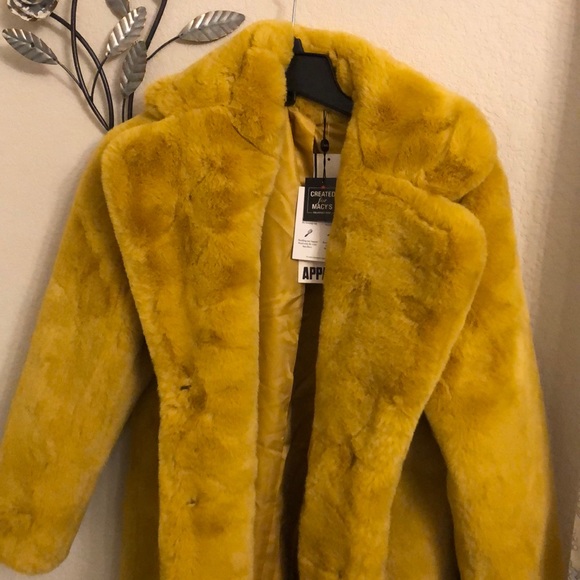 New Apparis Eloise Faux-Fur Coat, Yellow - Picture 5 of 9